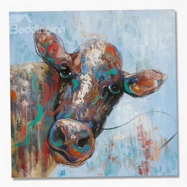 Hot Demand Cool Color Pop Art Cow Hand Pinted Oil Painting