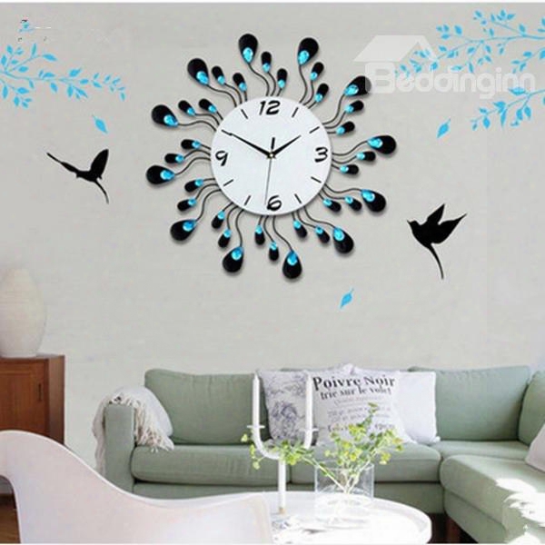 Infinity Instruments Precedent Silent Sweep With Blue And Black Artificial Dianond Decoration Wall Clock