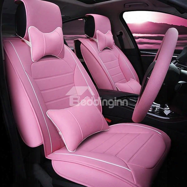 Lovely Charming Pink Color Waterproof Durable Leather Universal Car Seat Cover