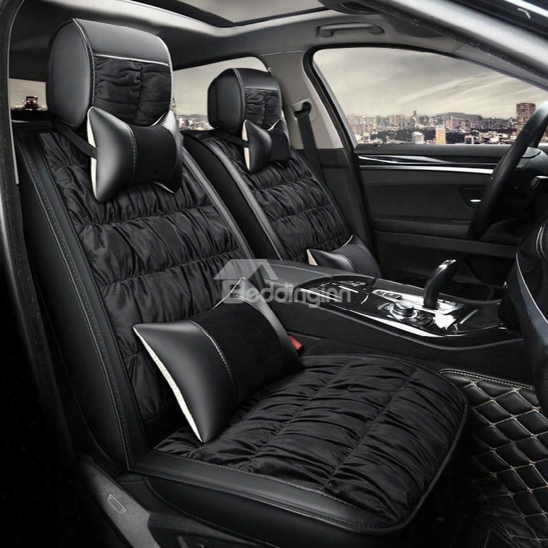 Luxury Fashion Fold Style Contrast Color Design Soft Velvet Universal Car Seat Cover