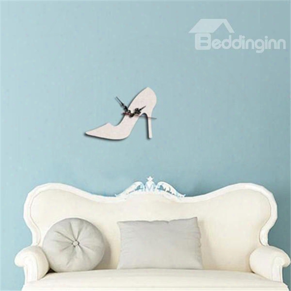 Modern Fashion Acrylic Mirror 3d Diy High-heeled Shoe Design Wall Clock