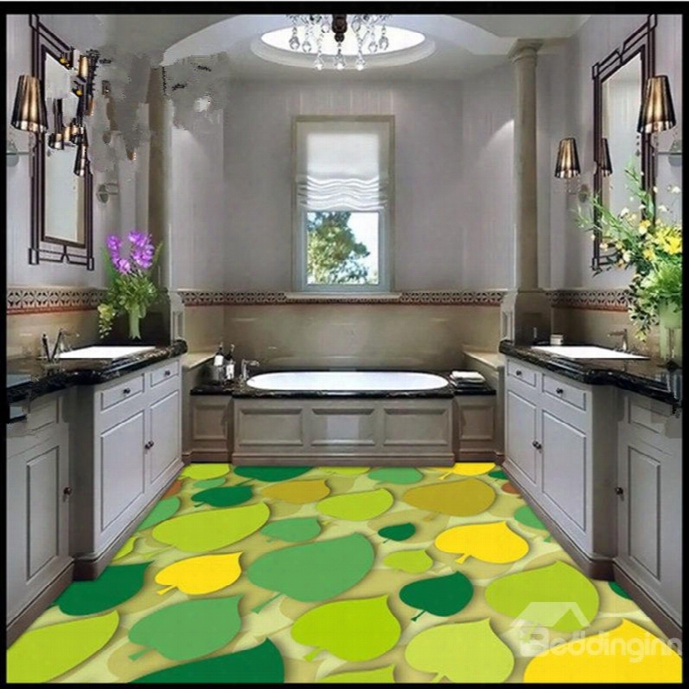 Modern Adapt Design Colorful Leaves Pattern Waterproof 3d Floor Murals