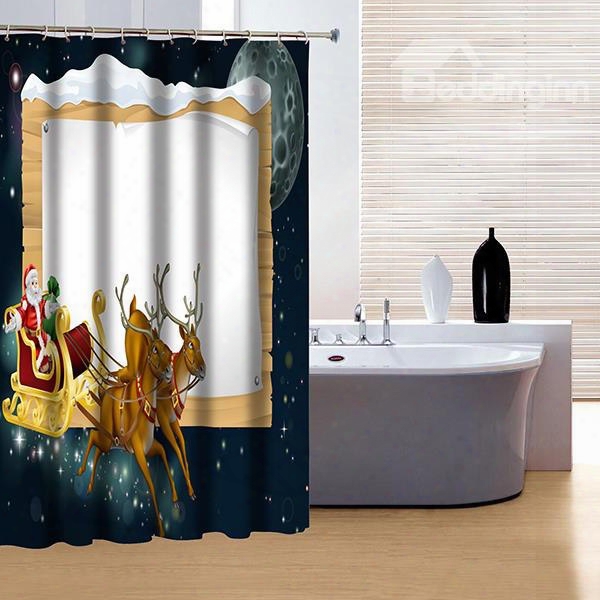 New Arrival Christmas Santa  And Deers Print 3d Shower Curtain