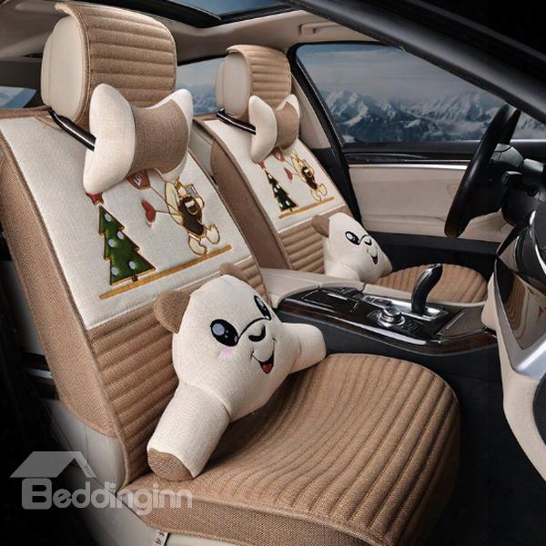New Gentility Christmas Tree And Cartoon Bear Lovely Pattern Universal Car Seat Cover