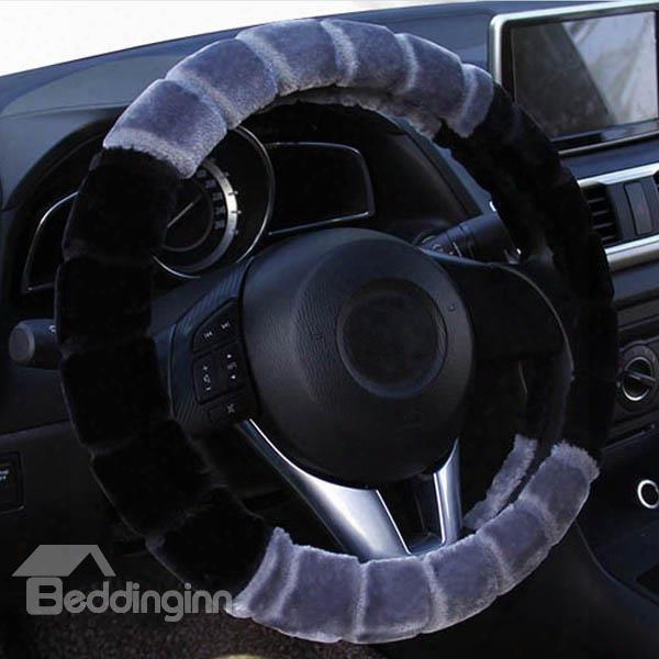 New Fashion Contrast Color Style Design Plush Car Steering Wheel Cover