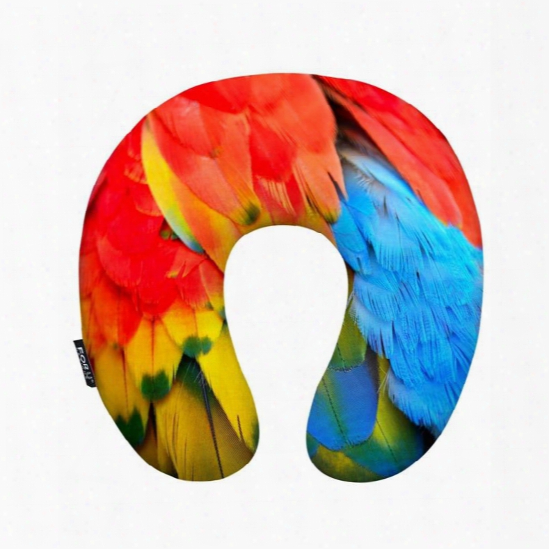 Personalized Colorful Feather Print U-shape Memory Foam Neck Pillow