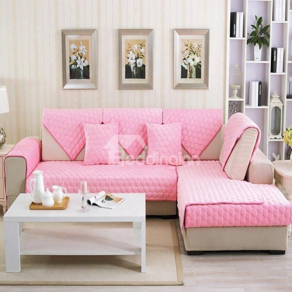 Pink Double-sided Quilting Heart Shaped Cushion Slip Resistant Sofa Covers