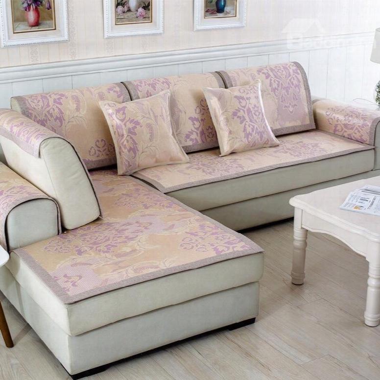 Practical Silky Flower Print Four Seasons Living Room Decoration Slip Resistant Sofa Cover