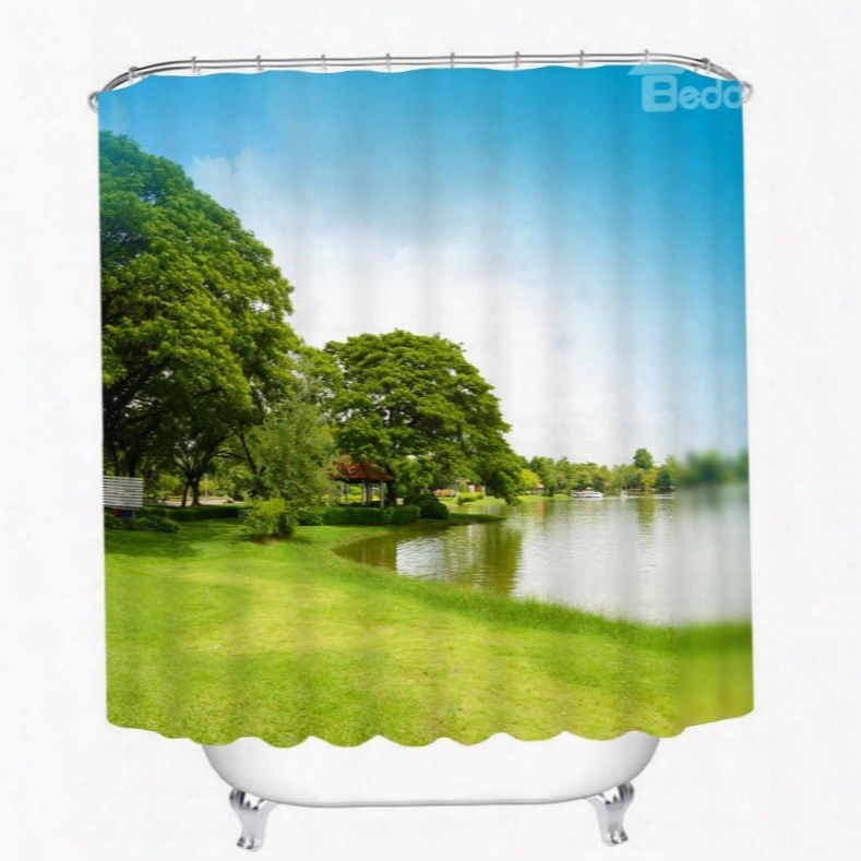 Pretty Quiet Lake Scenes Printing Bathroom 3d Shower Curtain