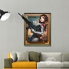 Charming and Sexy Cartoon Female Warrior With a Gun Pattern 3D Wall Sticker