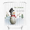 Cute Snowman with Red Scarf and Black Hat Printing Christmas Theme 3D Shower Curtain