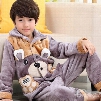 Super Soft Bear Design Pocket Flannel Kids Pajamas