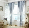 Sweet White Leaf Embroidery Sheer and Blue Cloth Sewing Together Curtain Sets