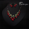 Vivid Cherry Shape Alloy Statement Necklace and Earrings Group