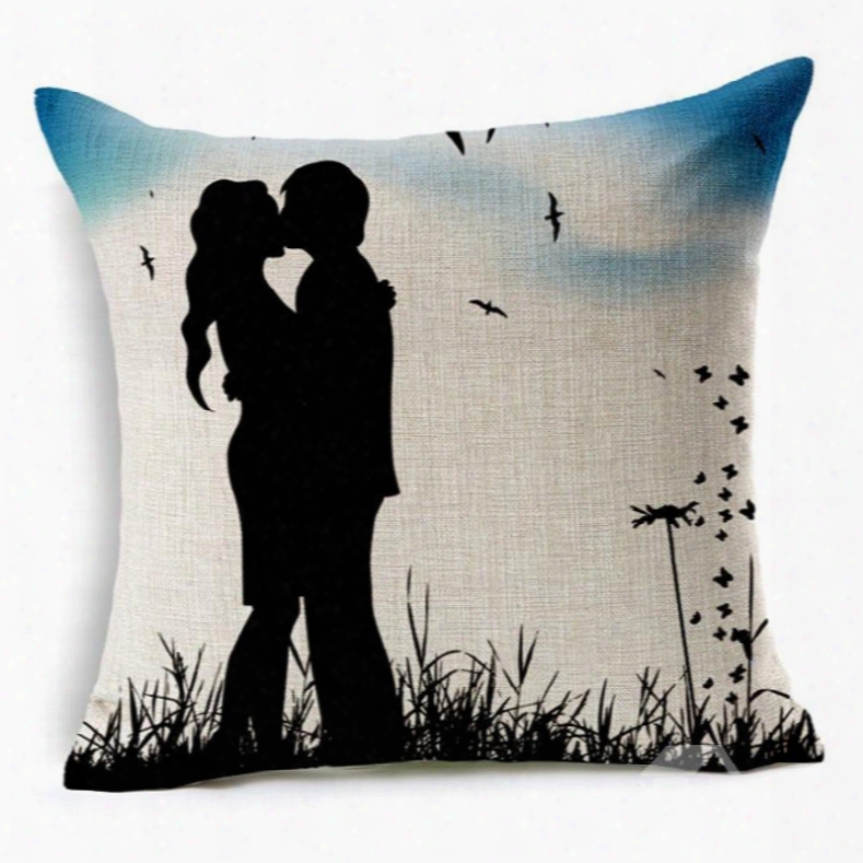 Romantic Lover Silhouette Print Square Throw Pillow