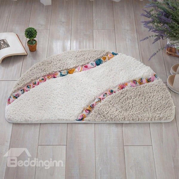 Semicircle Three-dimensional Flower Pattern Design Slip Resistant Decorative Doormat