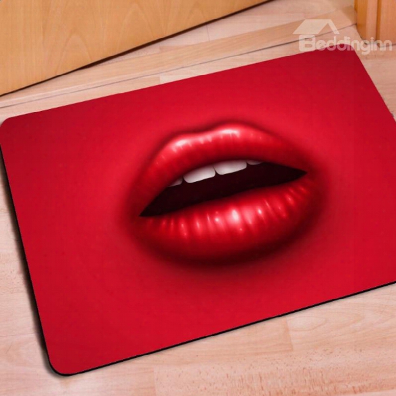 Sexy Rectangle Colorful Lips Print Non Slip Decorative Entrance Doormat