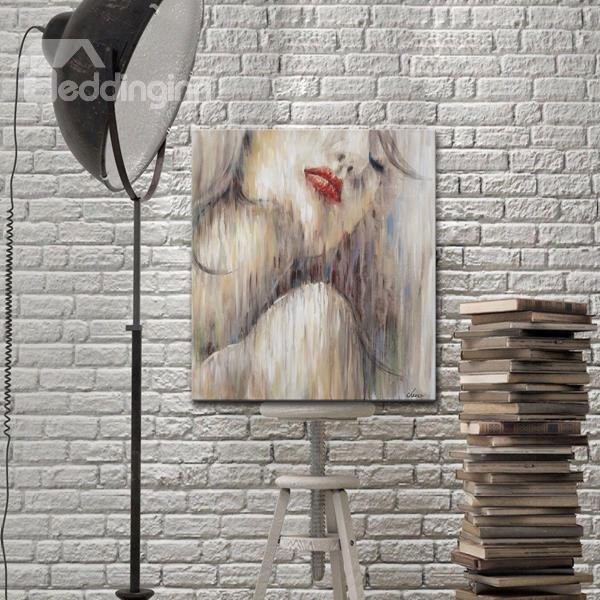 Sexy Red Lips Girl Pattern Home Decorative None Framed Oil Painting