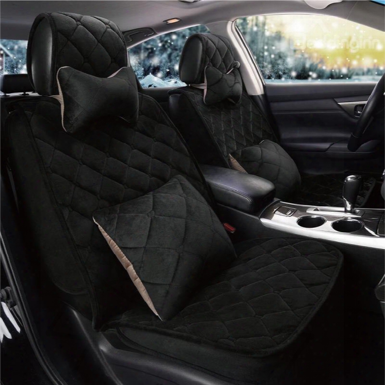 Soft Velvet Material Lattice Style Charming Solid Universal Car Seat Cover