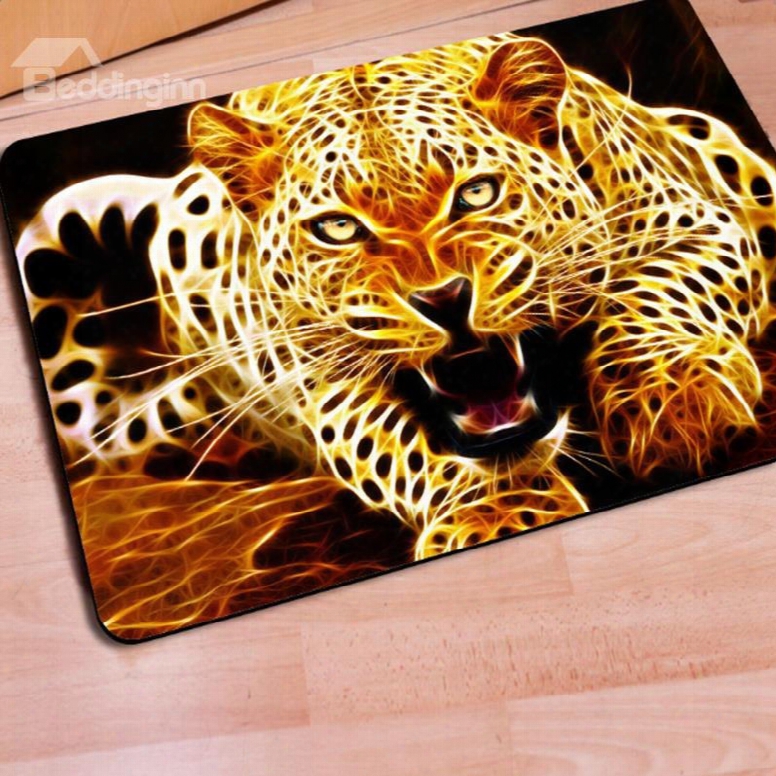 Special Design Rectangle Leopard Print Non Slip Entrance Doormat