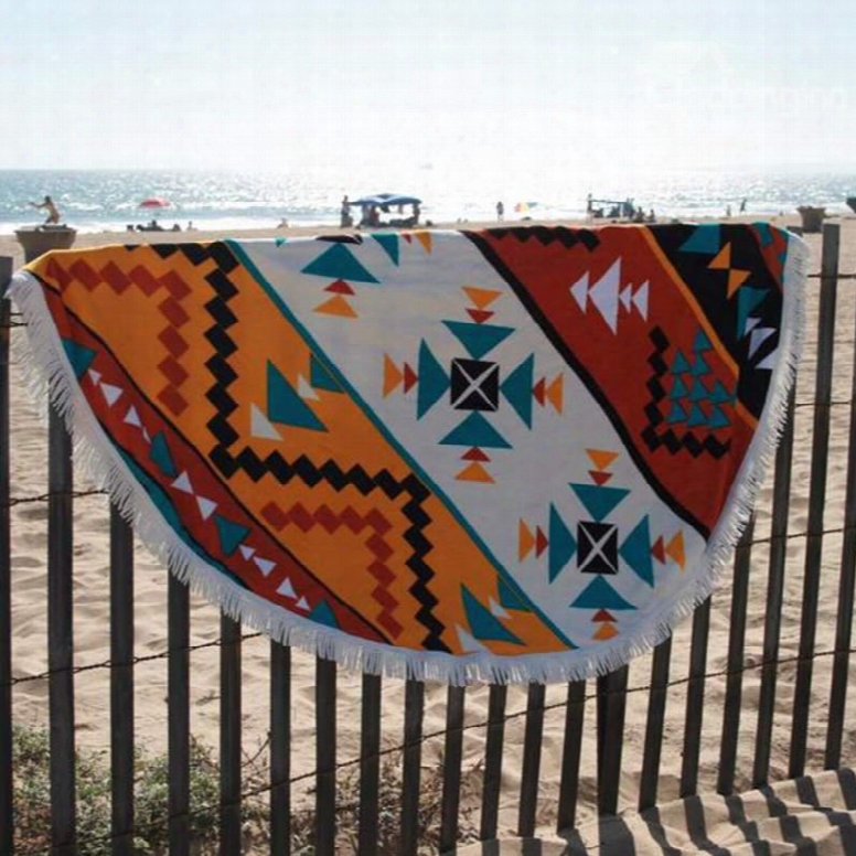 Special Geometry Pattern Round Beach Throw Mat