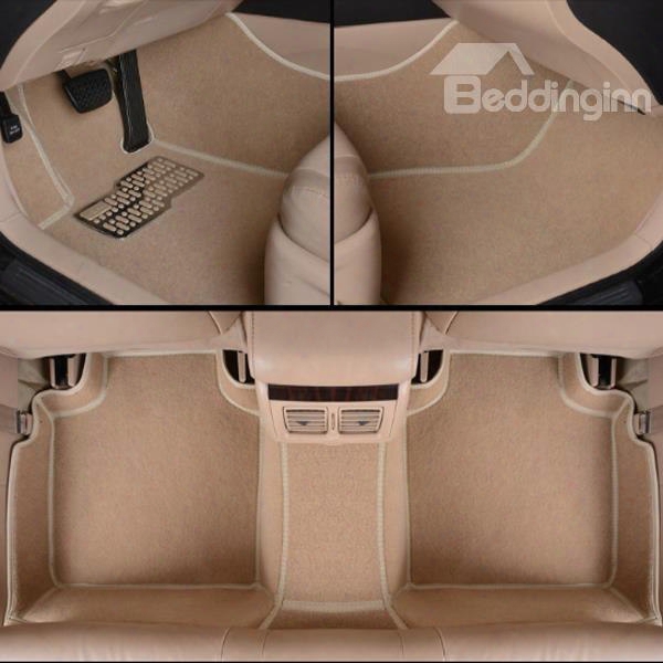 Stylish Beige At Ease Anti-dust Pvc Leather And Velvet Custom Fit Car Floor Mats