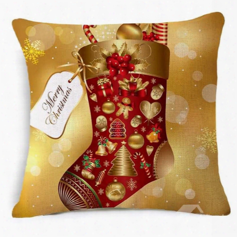 Superb Christmas Winter Stocking Print Square Throw Pillow