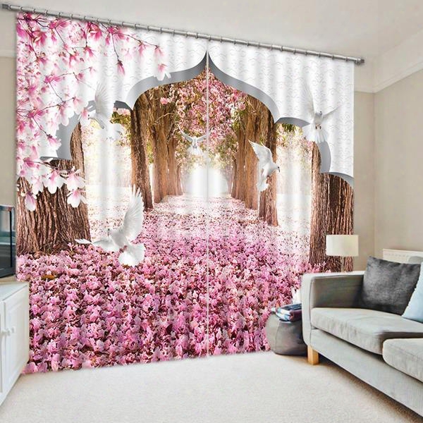 The Forest Of The Pink Print 3d Blackout Curtain