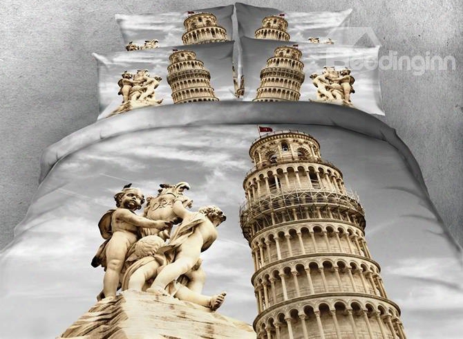 The Leaning Tower Of Pisa Print 5-piece Comforter Sets