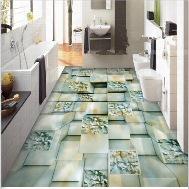 Three-dimensional Creative Square Flower Pattern Nonslip And Waterproof 3d Floor Murals