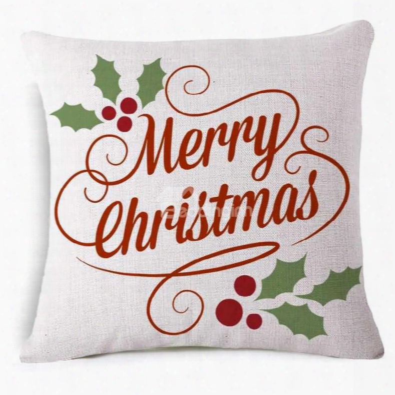 Traditional Merry Christmas  Print White Throw Pillow