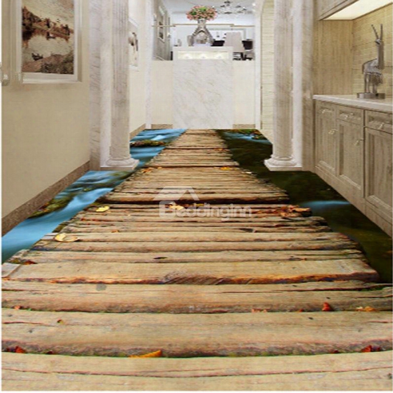 Unique Design Bridge Over The River Pattern Decorative Waterproof 3d Floor Murals