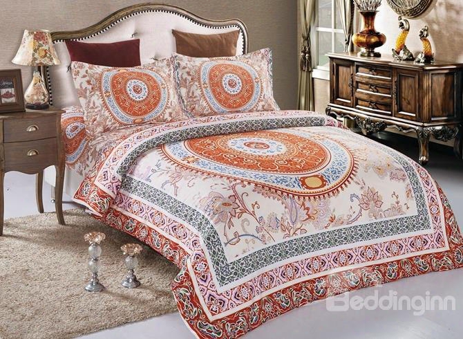 Unique Medallionprint Polyester 4-piece Duvet Cover Sets