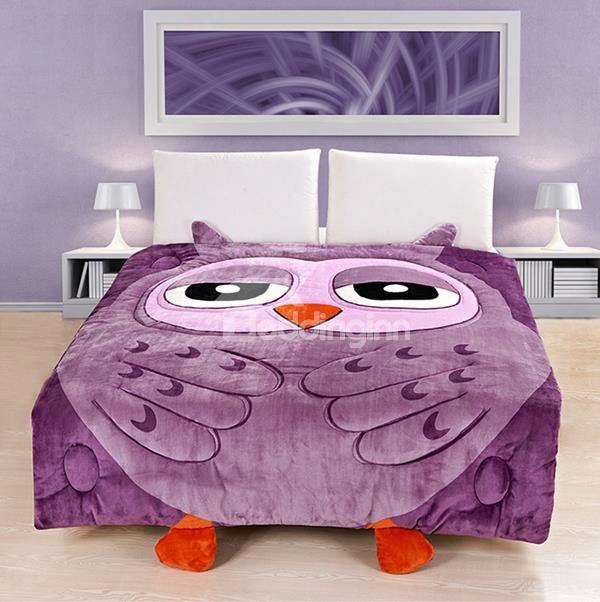 Unique Purple Owl Design Super Soft Quilt