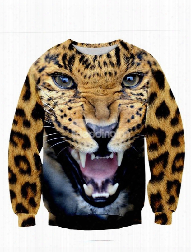 Vivid Long Sleeve Leopard Pattern 3d Painted Cool Hoodies