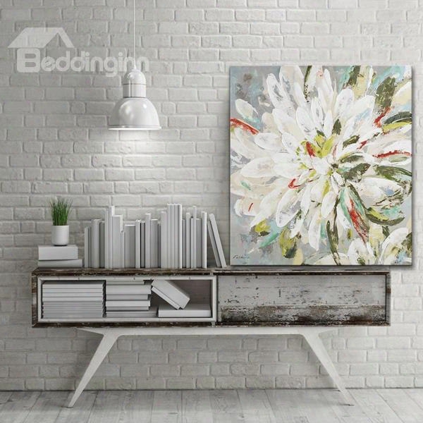White And Green Flower Petals None Framed Wall Decorative Oil Painting