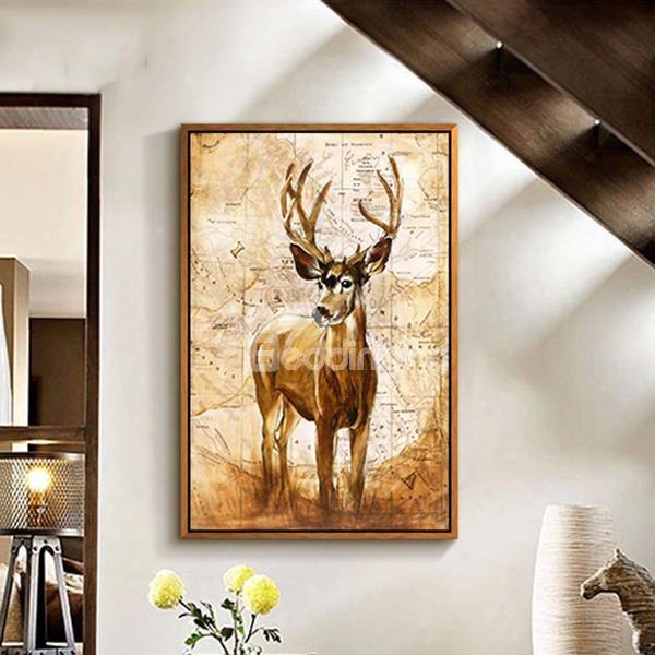 Wonderful American Country Style Deer 1-panel Framed Wall Art Print