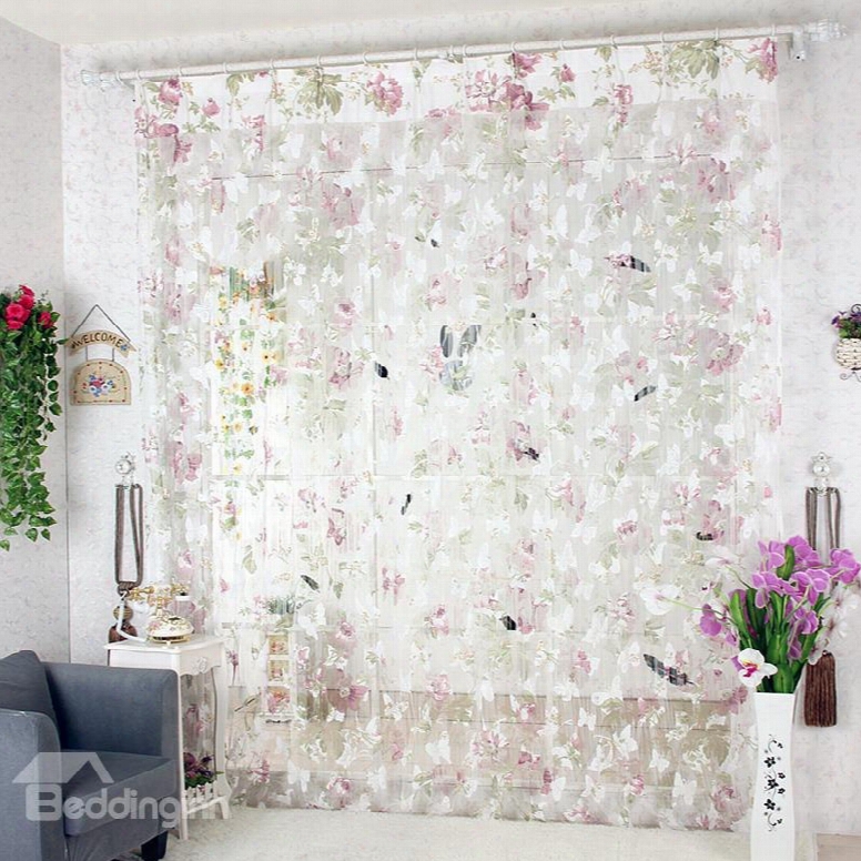 112-inches Length Pink Butterfly Design Custom String Curtain