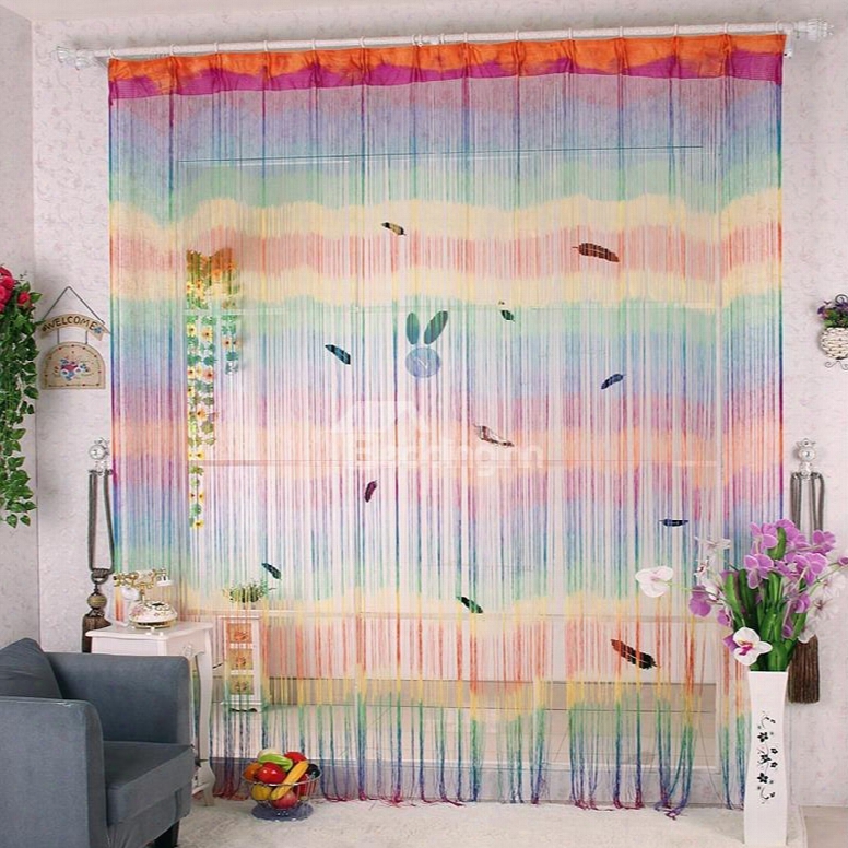 112-inches Length Rainbow Color Custom String Curtain