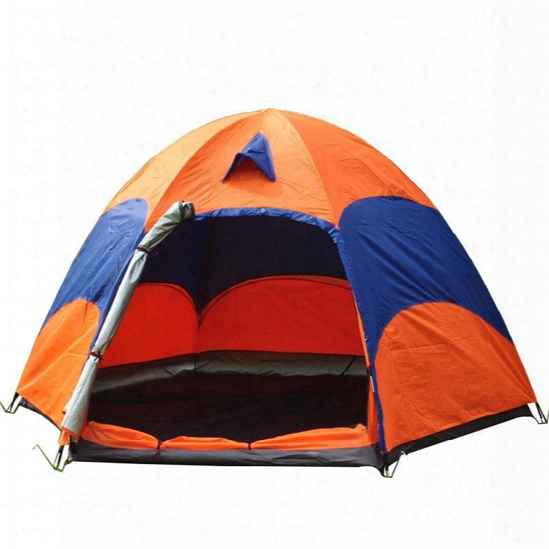 3-4 Person Breathable Color Block Hexagonal Outdoor Camping And Hiking Tent