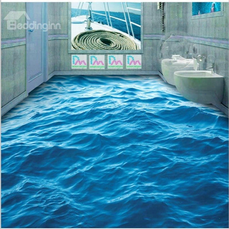 3d Pedantic  Sea Wave Pattern Pvc Non-slip Waterproof Eco-friendly Self-adhesivve Floor Murals