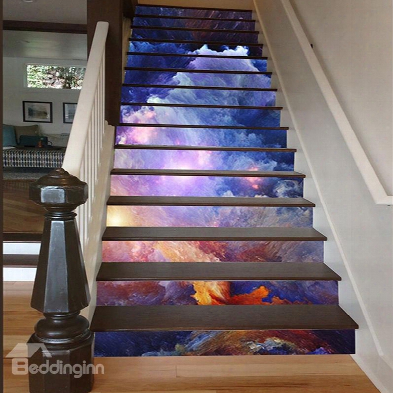 3d Galaxy Pattern Waterproof Non-slip Eco-friendly Self-adhesive Stair Murals