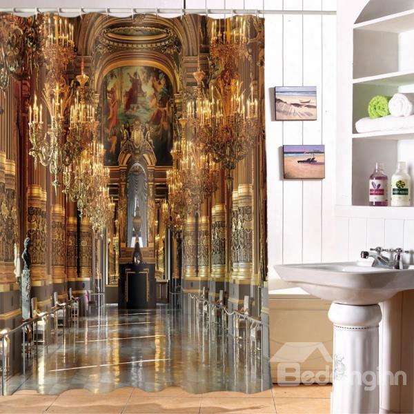 3d Royal Church Printed Polyester Bathroom Shower Curtain