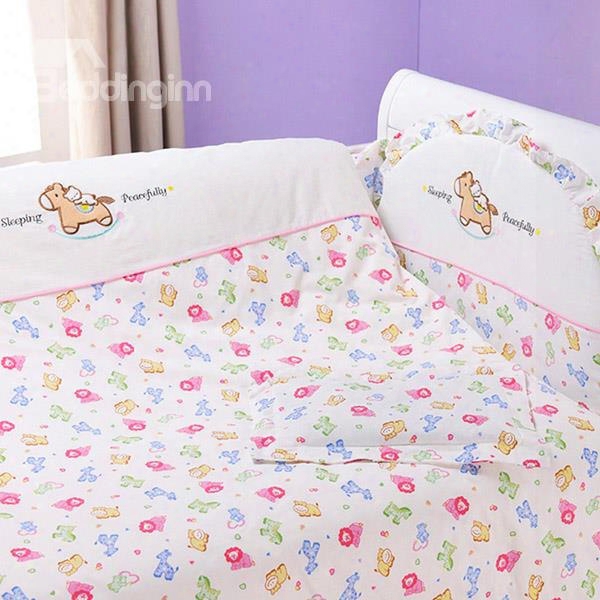Adorable Colorful Lion Pattern 10-piece Crib Bedding Sets