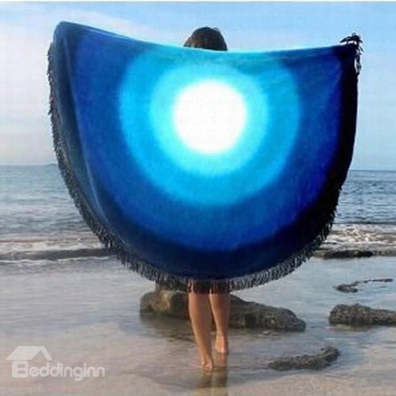 Amazing Gradient Circle Pattern Round Beach Throw Mat