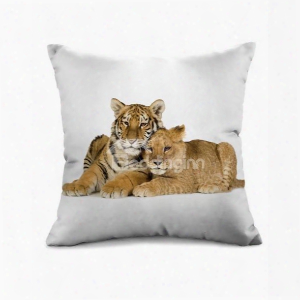 Amazing Leopard And Tiger Print Throw Pillow Case