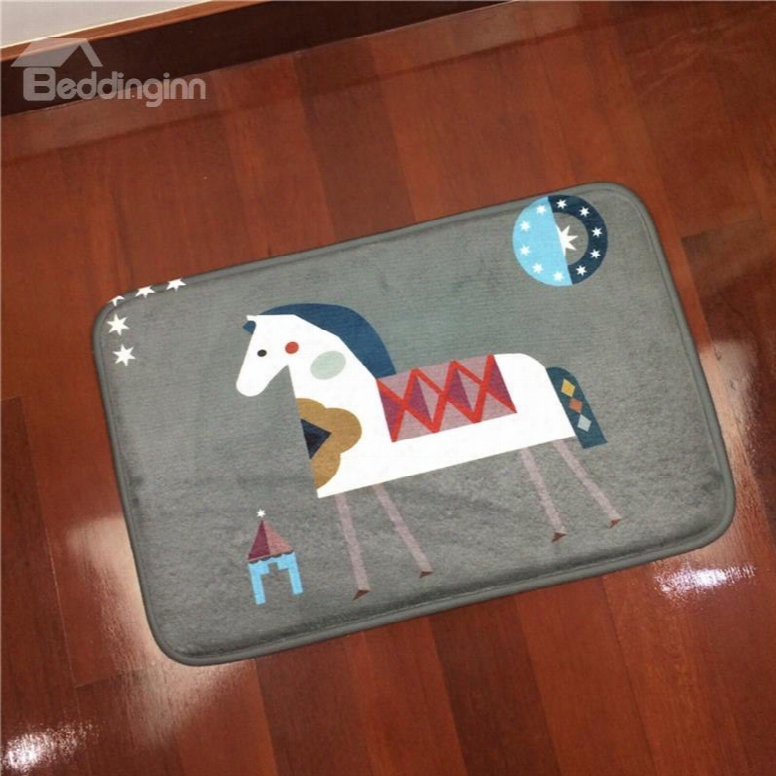 Amusing Polyester Simple Style Cartoon Horse Pattern Decorative Doormat