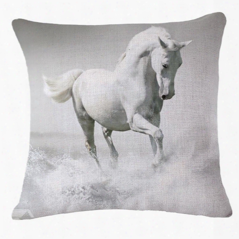 Awesome 3d White Orse Printed Throw Pillow
