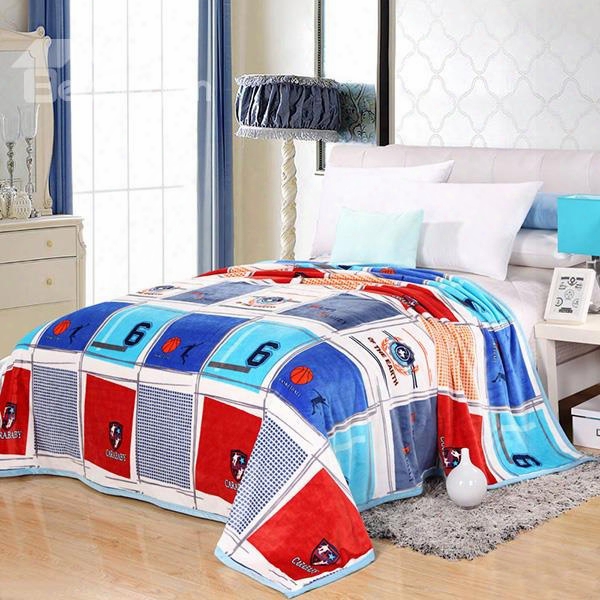 Basketball And Figure Design Bed Blanket For All Seasons