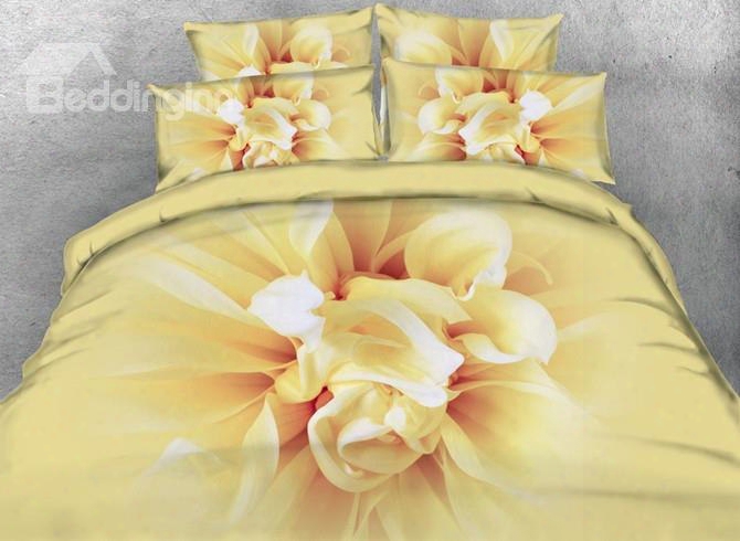 Blooming 3d Flower Printed 5-piece Comforter Sets